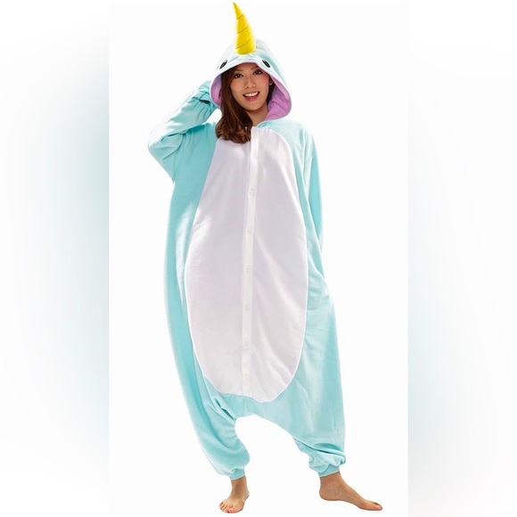 BLUE NARWHAL KIGURUMI ADULT ONESIE COSTUME 🌟EUC🌟 - Picture 5 of 16